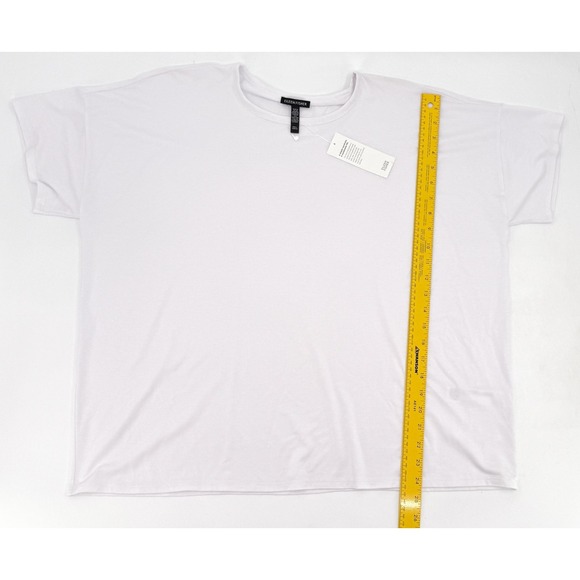 Eileen Fisher Shirt Womens Large White Crew Neck Boxy Tee Stretch Viscose New - Picture 3 of 11
